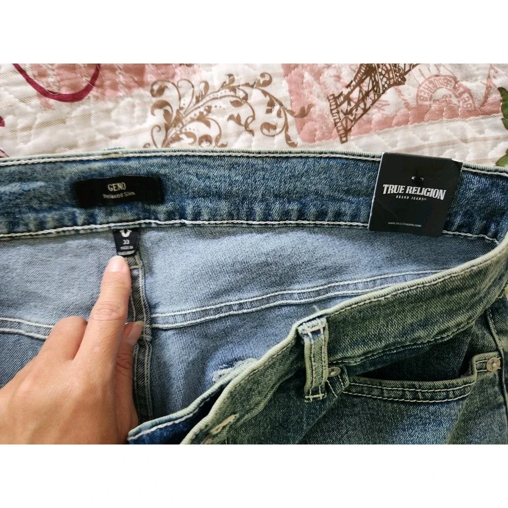 True Religion GENO Men's Relaxed Slim Blue Jeans Pants‎ Pockets Size 33×32
